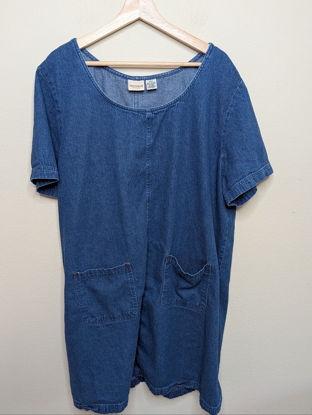 Vintage Crossroads Woman Denim Shift Dress Plus Size 24W Pockets